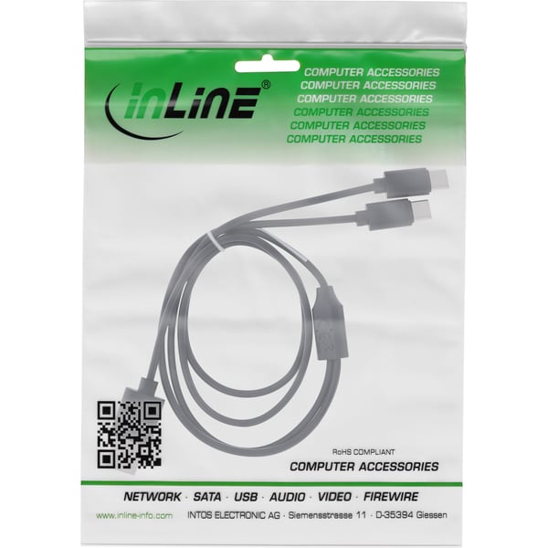 InLine 35126 USB-kabel USB 2.0 0,5 m USB A 2 x USB C Sort