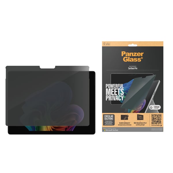 PanzerGlass ® 2-Way Privacy Skærmbeskyttelse Microsoft Surface Pro X | Pro 8 | Pro 9 | Pro 10 | Pro 11 | Pro 12 | Ultra-Wide Fit