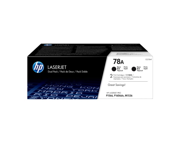 HP Originale 78A LaserJet-tonerpatroner, sort, 2-pak HP Originale 78A LaserJet-tonerpatroner, sort, 2-pak