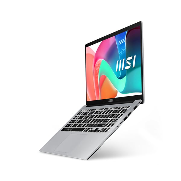 MSI Modern 15 F1MG-256XES Intel Core 5 120U Laptop 39,6 cm (15.6") Fuld HD 16 GB DDR4-SDRAM 512 GB SSD Wi-Fi 6E (802.11ax) FreeDOS Sølv