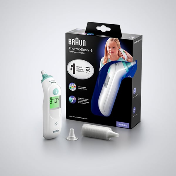 Braun ThermoScan 6 Kontakttermometer Vit Öra Knappar