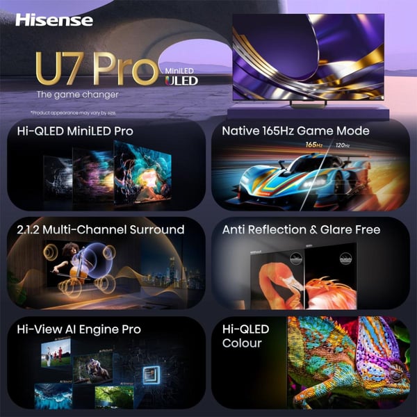 Hisense 75U7DS PRO 190,5 cm (75") 4K Ultra HD Smart-TV Wi-Fi Svart
