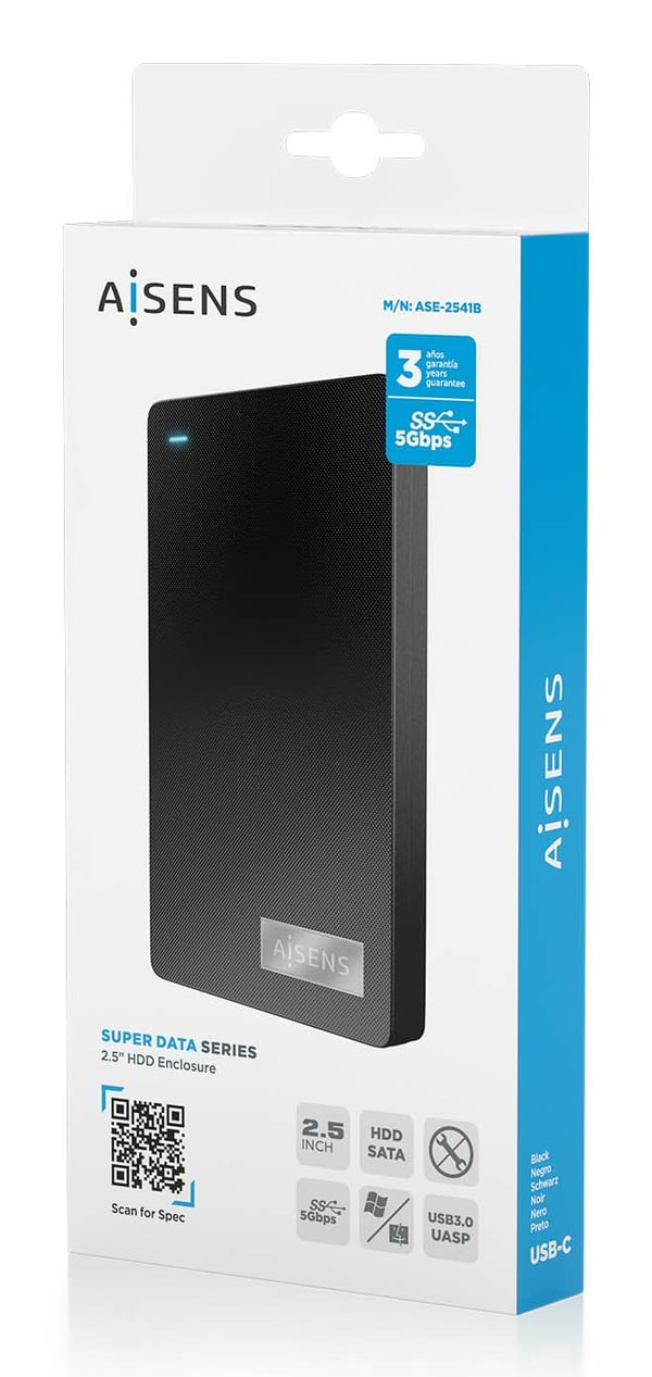 AISENS ASE-2541B drevkabinet HDD kabinet Sort 2.5"