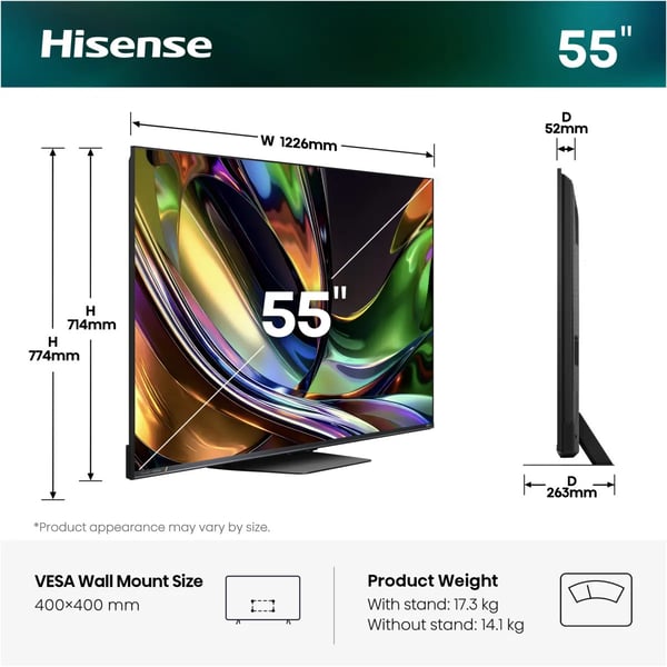 Hisense 55UR8S 139,7 cm (55") 4K Ultra HD Smart-TV Wi-Fi Svart