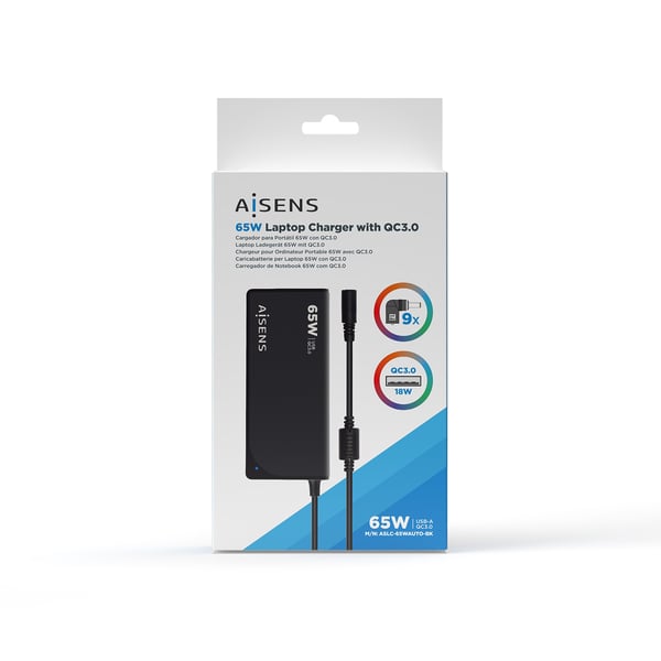 AISENS ASLC-65WAUTO-BK virta-adapteri ja vaihtosuuntaaja Sisätila 65 W Musta