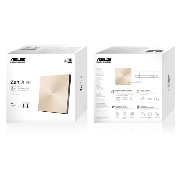 ASUS ZenDrive U9M optiska enheter DVD±RW Guld
