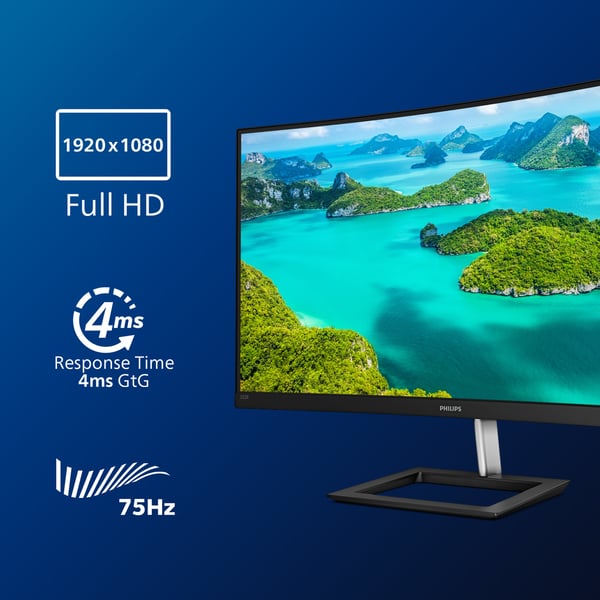 Philips E Line 322E1C/00 tietokoneen litteä näyttö 80 cm (31.5") 1920 x 1080 pikseliä Full HD LCD Musta