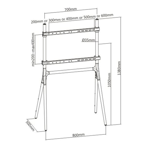 Techly ICA-TR19 TV-kiinnike 177,8 cm (70") Saksanpähkinä