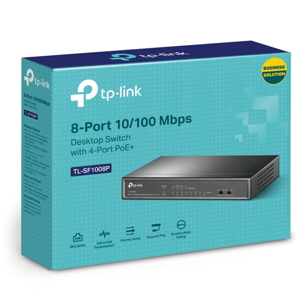TP-Link TL-SF1008P Hallitsematon Fast Ethernet (10/100) Power over Ethernet -tuki Musta