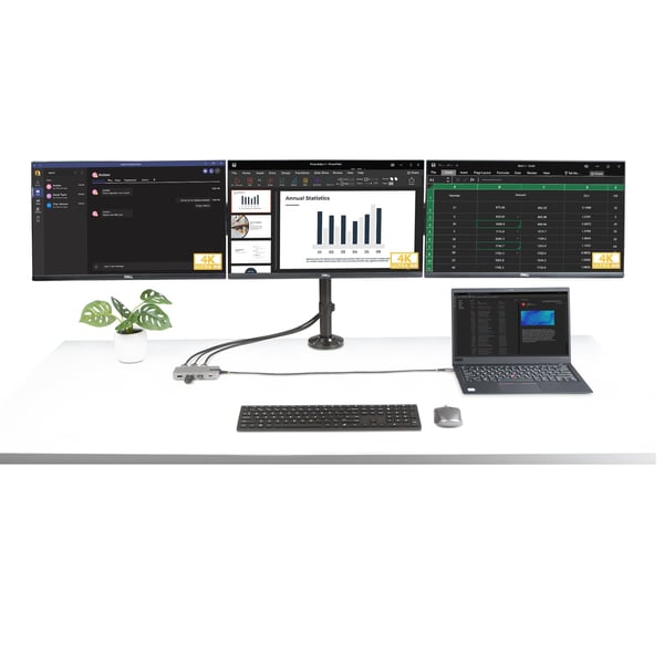 StarTech.com USB-C kolmimonitorinen Multiport-sovitin, kaksi 4K 60Hz + 4k 30Hz HDMI & DisplayPort, 3-porttinen