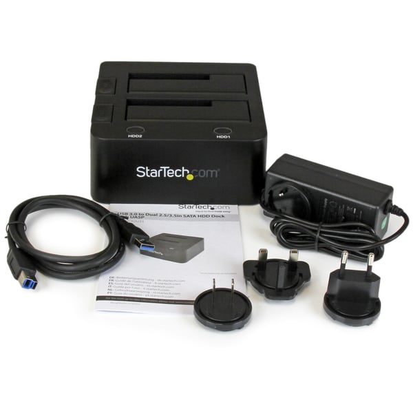 StarTech.com Dubbel USB 3.0-dockningsstation med UASP för 2,5/3,5" SSD/HDD-hårddiskar – SATA 6 Gbps