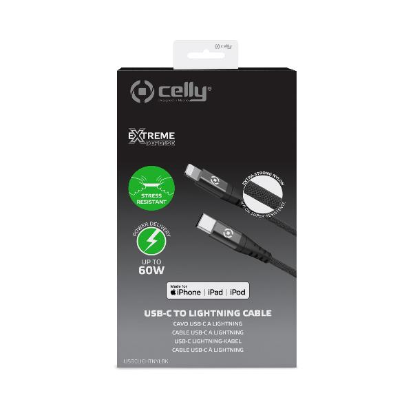 Celly USBCLIGHTNYLBK Lightning kabel 1 m Sort