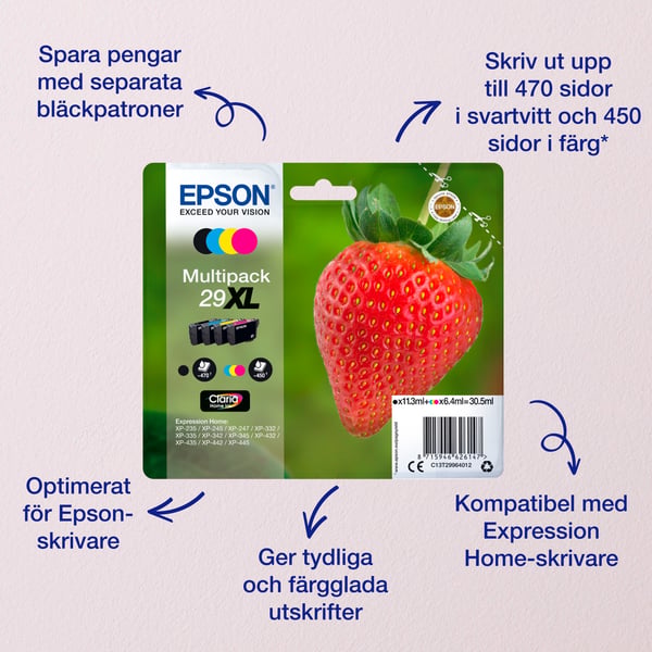 Epson Strawberry Singlepack Black 29 Claria Home Ink