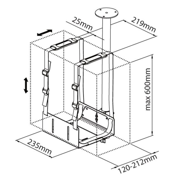 Techly ICA-CS 63 CPU holder Skrivebordsmonteret CPU-holder Sort