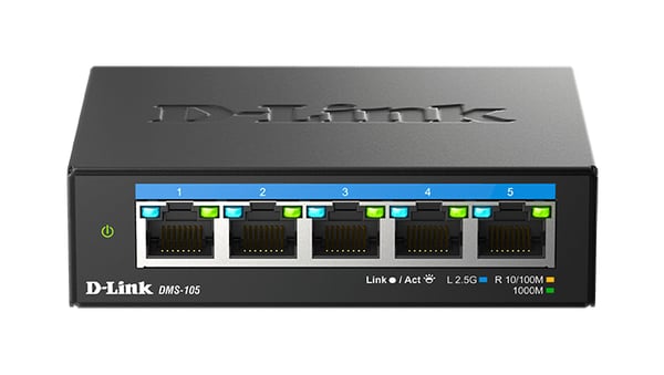 D-Link DMS-105 Ikke administreret L2 2.5G Ethernet (100/1000/2500) Sort