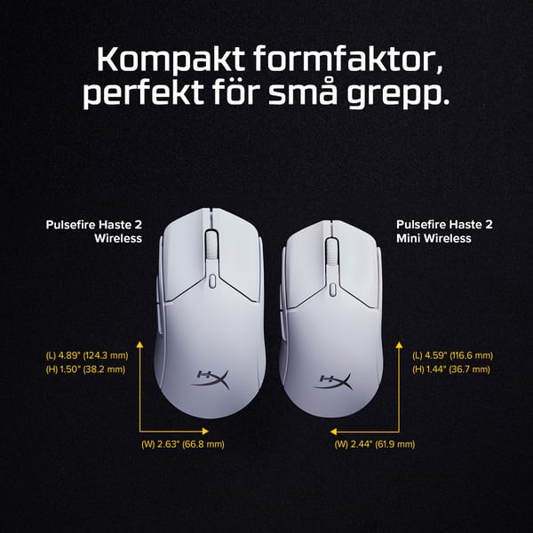 HyperX Pulsefire Haste 2 Mini – trådlös gaming-mus (vit)