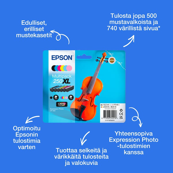 Epson Moniväripakkaus, kuusi väriä, 250XL Viulu Claria Photo HD -muste
