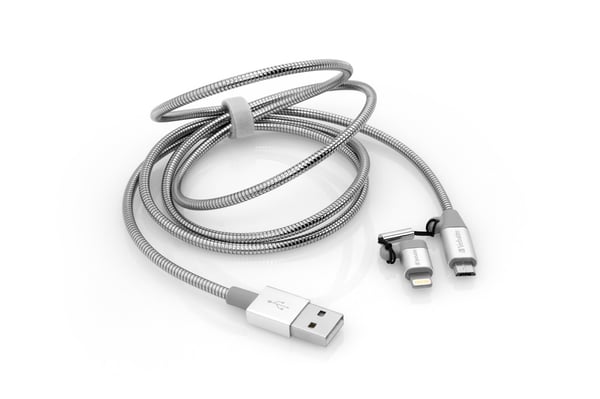 Verbatim 48869 USB-kabel 1 m USB A Micro-USB B/Lightning Aluminium, Grå