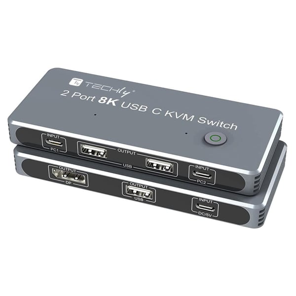 Techly IDATA KVM-DPC8K KVM-switchar Grå