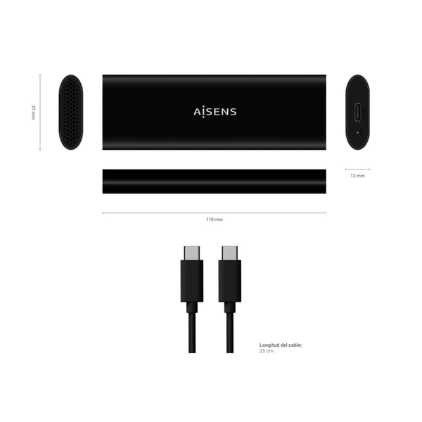 AISENS ASM2-014B Hölje för lagringsenheter SSD-inkapsling Svart M.2