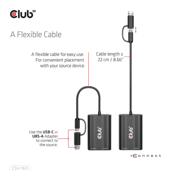 CLUB3D CSV-1611 USB-grafikadapter 3840 x 2160 pixlar Svart