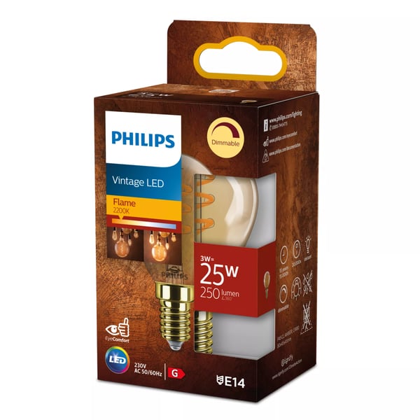 Philips Filament pære, ravfarvet 25 W P45 E14