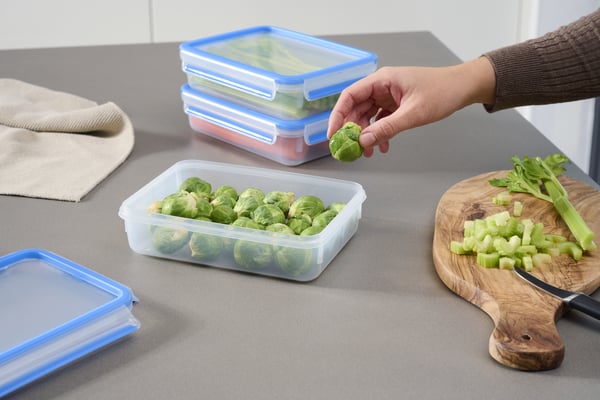 Tefal Masterseal Fresh N1033110 enhed til madopbevaring Rektangulær Sæt 1,2 L Blå, Gennemsigtig 3 stk
