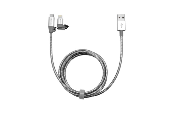 Verbatim 48869 USB-kabel 1 m USB A Micro-USB B/Lightning Aluminium, Grå