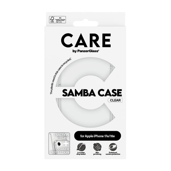 PanzerGlass CARE™ by ® Samba Case Transparent iPhone 17e | 16e matkapuhelimen suojakotelo Suojus Läpinäkyvä