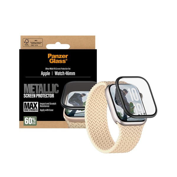 PanzerGlass ® Screen Protector Metallic Apple Watch Series 11 | 10 | 46mm Genomskinligt skärmskydd 1 styck