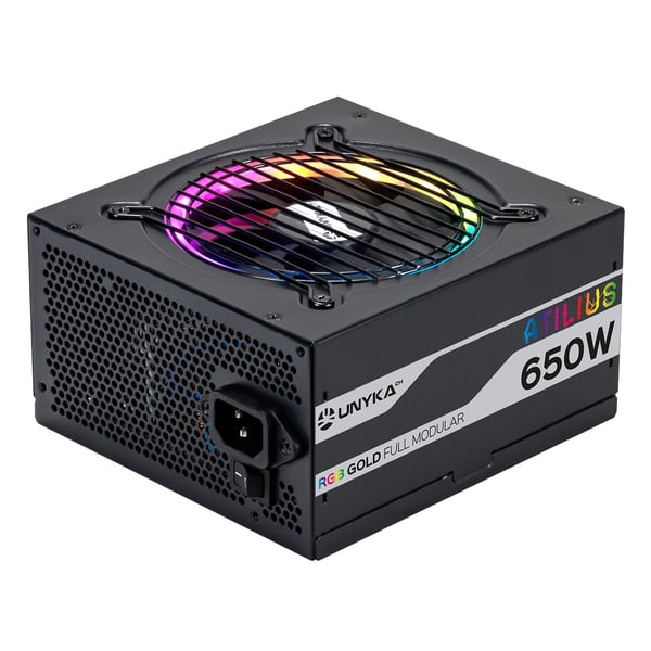 UNYKAch ATX Atilus RGB Black 650W strömförsörjningsenheter 20+4 pin ATX Svart
