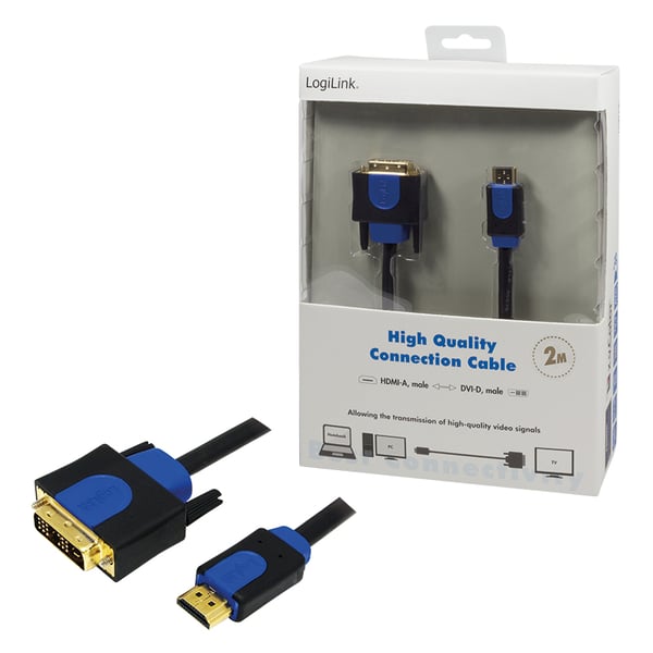 LogiLink CHB3102 videokaapeli-adapteri 2 m HDMI-tyyppi A (vakio) DVI-D Musta