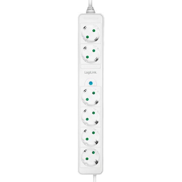 LogiLink LPS271 jatkojohto 1,5 m 6 AC-pistorasia(a) Sisätila Valkoinen