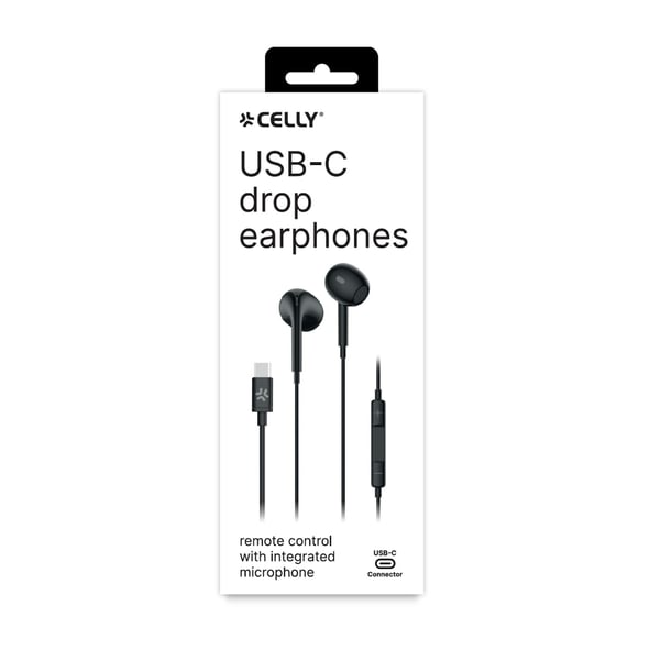 Celly UP1300TYPECBK kuulokkeet ja kuulokemikrofoni Langallinen In-ear Puhelut/Musiikki USB Type-C Musta