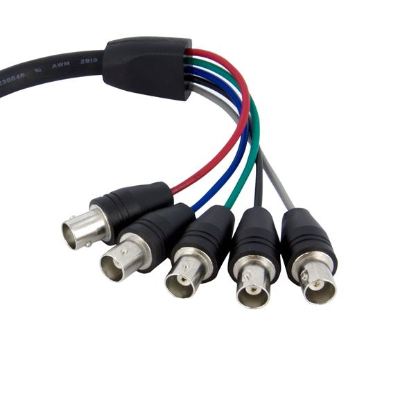 StarTech.com VGABNCMF1 videokaapeli-adapteri 0,3 m VGA (D-Sub) 5 x BNC Musta