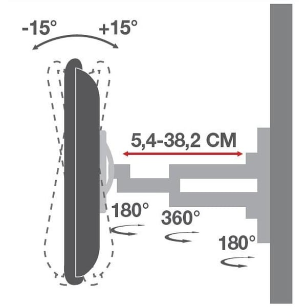 Techly ICA-LCD 2923B TV-kiinnike 94 cm (37") Musta