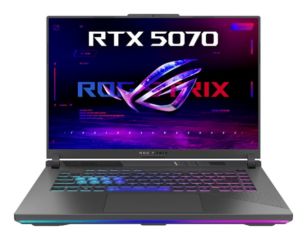 ASUS ROG Strix G16 G614FP-S5008W AMD Ryzen™ 9 9955HX Laptop 40,6 cm (16") WQXGA 32 GB DDR5-SDRAM 1 TB SSD NVIDIA GeForce RTX 5070 Wi-Fi 6E (802.11ax) Windows 11 Home Sort, Grå QWERTZ Tysk