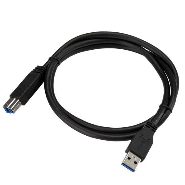 StarTech.com 1 m certificeret USB 3.0 SuperSpeed-kabel A til B - Sort - USB 3-tilslutningskabel - S