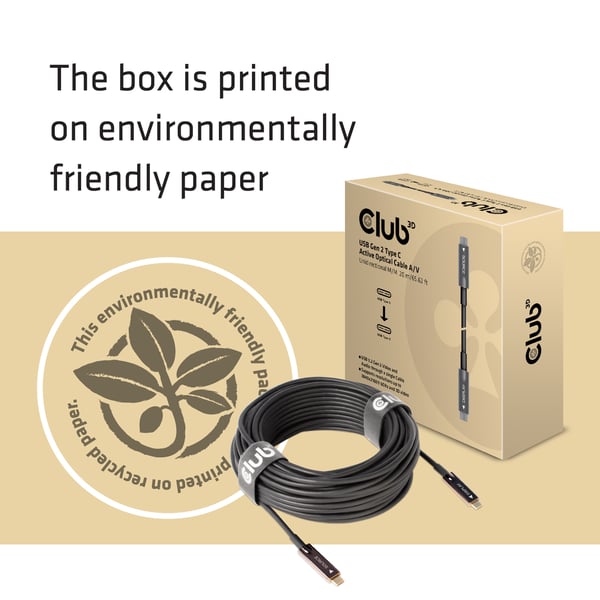 CLUB3D USB3.2 G2 TYPE-C ACT. OPT. A/V M/M 20M USB-kablar USB 3.2 Gen 2 (3.1 Gen 2) USB C Svart