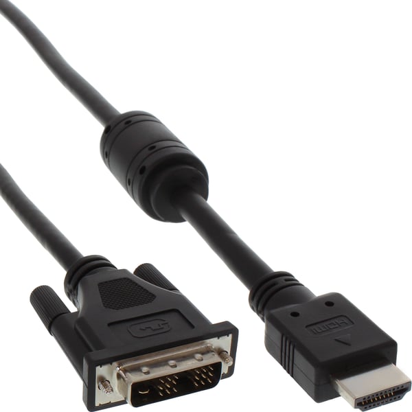 InLine 17661 videokabel adapter 1 m DVI HDMI Sort