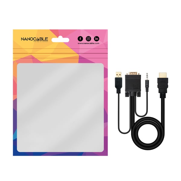Nanocable 10.15.4350 videokabel adapter 1,8 m HDMI Type A (Standard) VGA (D-Sub) + 3.5mm + USB Type-A