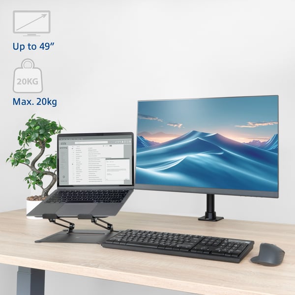 ACT AC8325 skærmbeslag og -stativer 124,5 cm (49") Skrivebord Sort