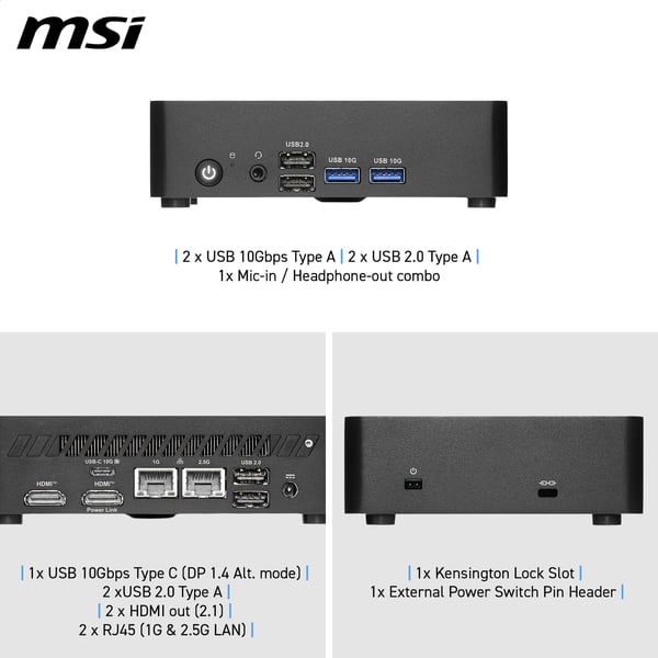 MSI Cubi NUC TWG S-006BEU USFF Sort N150 Intel® SoC BGA 1264 3,6 GHz