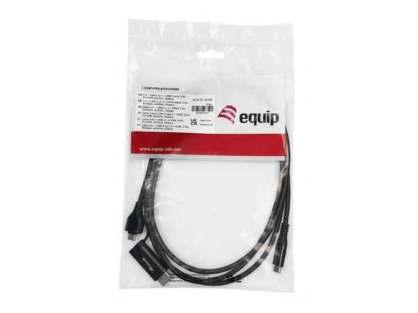 Equip 128436 videokabeladapter 2 m USB Type-C HDMI + USB Type-C Svart