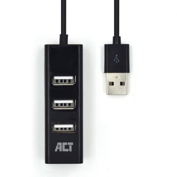 ACT AC6205 gränssnittshubbar USB 2.0 480 Mbit/s Svart