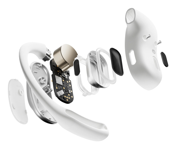 SHOKZ OpenFit Air, weiss Headset Trådlös Öronkrok Samtal/musik/sport/vardag Bluetooth Vit