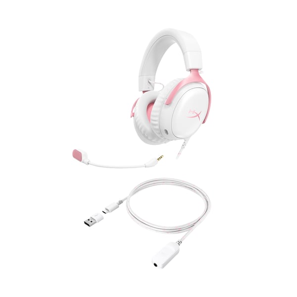 HyperX Cloud III -pelikuulokkeet (valkoinen/vaaleanpunainen)