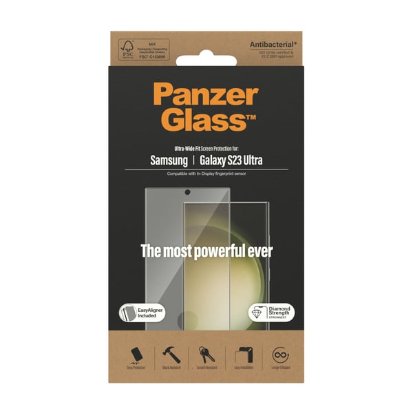 PanzerGlass ® Screen Protector Samsung Galaxy S23 Ultra | Ultra-Wide Fit w. EasyAligner Genomskinligt skärmskydd 1 styck