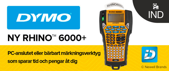 DYMO Industriell Rhino 6000+-etikettskrivare | Datoransluten etikettskrivare med hård bärväska | Inkluderar 1 kassett med vinyltejp, 1 med flexibel nylontejp och laddningsbart litiumjonbatteri