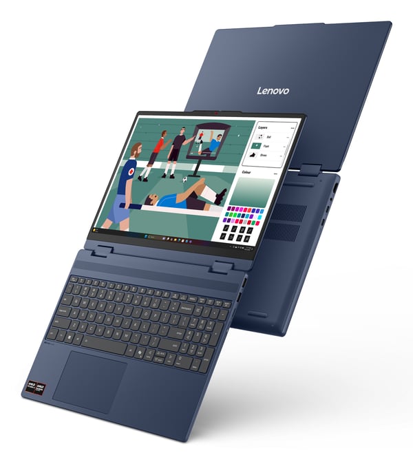 Lenovo IdeaPad 5 2-in-1 15AGP11 Copilot+ PC AMD Ryzen AI 5 430 Hybrid (2-i-1) 38,9 cm (15.3") Berøringsskærm WUXGA 16 GB DDR5-SDRAM 512 GB SSD Wi-Fi 7 (802.11be) Windows 11 Home Blå Tysk